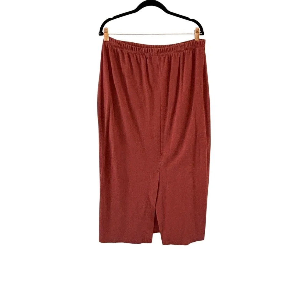 Peruvian‎ Connection Pima Cotton Knit Skirt Womens XL Spice Red Long Stretch